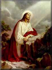 Gesù prega e suda sangue nell’orto degli ulivi.