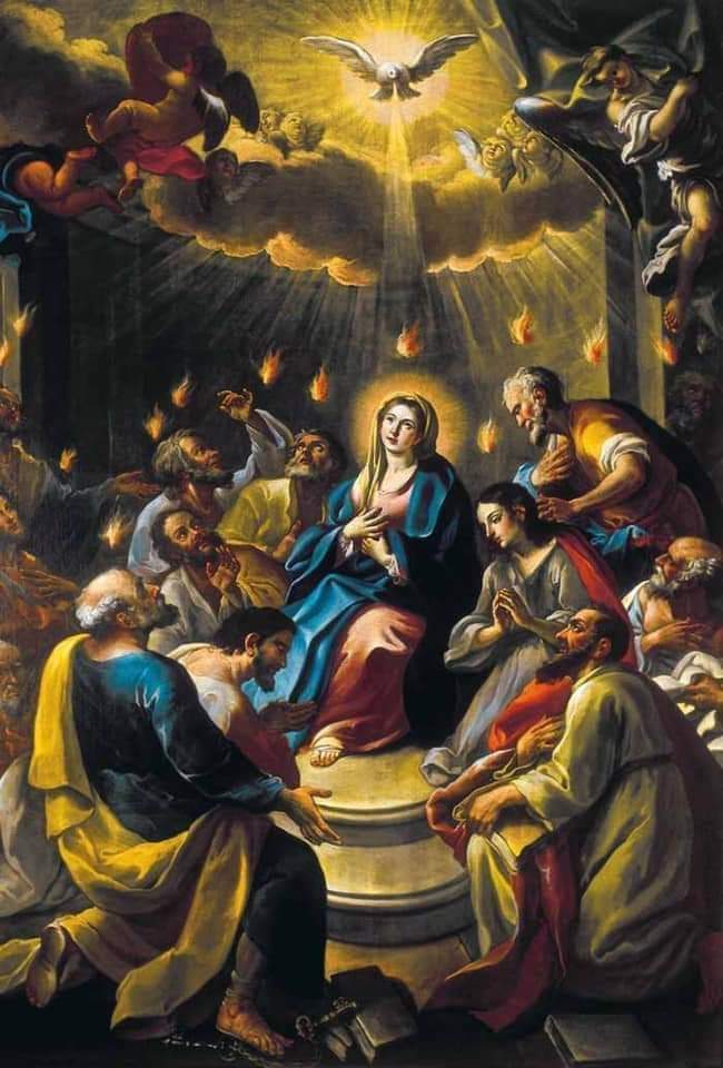 Lo Spirito Santo scende su Maria e gli apostoli.